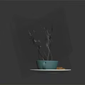 Green Coffee Cup on White Saucer with Hot Coffee on Dark Background with Smoke Effect