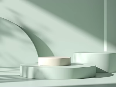 Modern Minimalist Landscape Sculpture Featuring Round Platform And Green Light Shadow 3d model