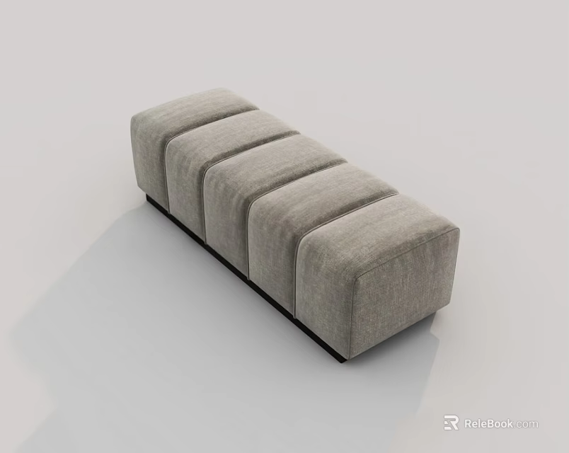 Modern Gray Fabric Sofa Bench With Multiple Cushions And Sleek Design 3d model 
