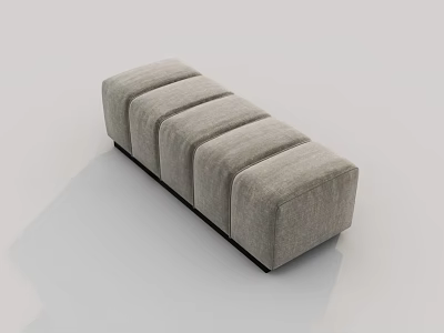 Modern Gray Fabric Sofa Bench With Multiple Cushions And Sleek Design 3d model