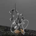 Instagrammable Photo Spot with Black Branches White Cotton Flowers Wooden Base White Rings