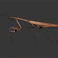 Brown Praying Mantis With Long Legs On Dark Background Close Up View 3d model