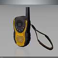 Portable Purple And Yellow Walkie Talkie With Brown Lanyard Design