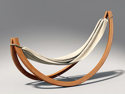 Modern Sculpture Carving With Wooden Frame Hammock Shape And Beige Material 3d model