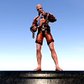 Modern man with chain wounded bald-headed prisoner 3d model