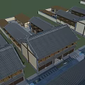 Ancient Chinese Architecture Street With Stone Paved Path And Wooden Structures