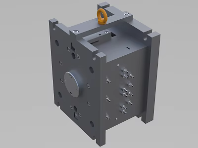 Industrial Metal Equipment Part Featuring Holes Bolts Circular Component And Orange Lifting Ring 3d model