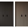Modern Double Doors With Dark Black And Brown Textured Surface And Metal Handles