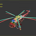 Green And White Helicopter Exterior With American Flag And Rotors Design