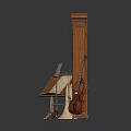Classic Interior With Wooden Cabinet Music Stand French Horn And Cello