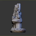 Stone Carved Ganesh Statue Holding Sacred Items In Sitting Pose With Traditional Ornaments