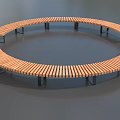 Modern Circular Outdoor Chair With Wooden Slats And Metal Frame Structure