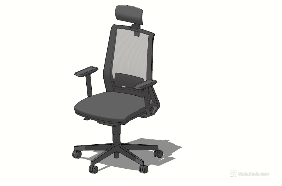 Ergonomic Office Chair With Mesh Back Headrest Armrests And Five Point Caster Base 3d model