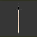 Enchanted Glowing Orange Blade Sword With Black Hilt On Gray Background