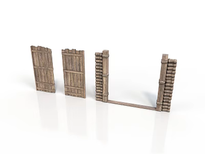 Rustic Wooden Gates And Fence Structures With Traditional Design Elements 3d model
