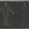 A Man Wearing Checkered Suit With Front And Back Views Standing Pose 3d model