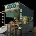 Folk Intangible Heritage Exhibition Stall With Bamboo Structure Traditional Decorations And Fan