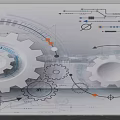 Abstract Tech Wall Mural With Interlocking Gears Circuit Lines And Mechanical Design Elements 3d model