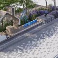 Municipal Road Design With Paved Walkway Green Belt Trees Cyclists And Pedestrians