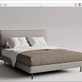 Modern Double Bed With Upholstered Headboard Comfy Mattress And Neutral Bedding 3d model