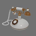 Vintage White Gold Rotary Dial Telephone Classic Retro Digital Device