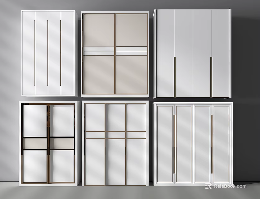 Modern White Wardrobe Design Ideas With Various Door Styles And Sleek Handles 3d model 