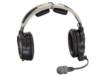 Over Ear Headset With Microphone Black And Silver Audio Design Comfortable Ear Cushions 3d model