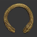 Golden Circular Collar Necklace With Intricate Carved Patterns And Artisanal Design