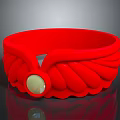 Elegant Red Bracelet with Leaf Shaped Decorations and Round White Gemstone 3d model