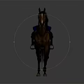 Brown Horse With Red Saddle And Blue Blanket Walking In Motion