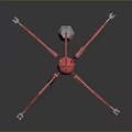 Red Sci Fi Mechanical Spider Game Film Character With Multiple Metallic Legs And Shiny Surface