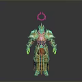 Divine Mythical Warrior In Golden Armor With Halo And Blue Accents