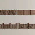 Wooden Railings With Different Design Patterns Featuring Vertical Horizontal Slats And Decorative Styles 3d model