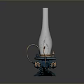 Vintage Glass Chimney Lamp Combination With Blue Base Brass Accents And Retro Design