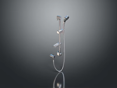 Chrome Plated Shower Hardware Tools With Fixed Head Handheld Sprayer And Hose 3d model