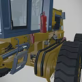 Yellow Heavy Duty Grader with Large Tires Cab and Mechanical Structure 3d model