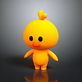 Yellow Cartoon Chick Character With Heart Shaped Head Cute Standing Pose Black Background 3D Design