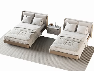 Single bed bedside table 3d model