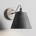 Modern Minimalist Wall Lamp With Wooden Base Metal Arm And Textured Light Gray Shade