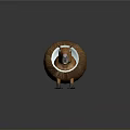 Adorable Capybara In Brown Furry Sphere Enclosure With Head Peeking Out