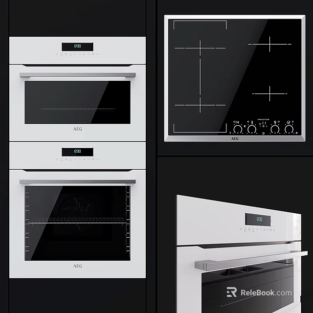 Modern Built in White Oven with Digital Display and Control Panel for Kitchen 3d model 
