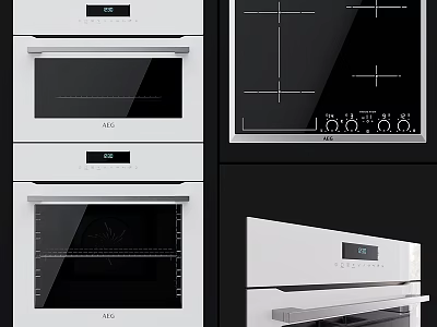 Modern Built in White Oven with Digital Display and Control Panel for Kitchen 3d model