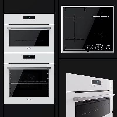 Modern Built in White Oven with Digital Display and Control Panel for Kitchen 3d model
