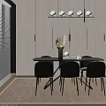 Modern Luxury Dining Table Set With Black Table Green Black Chairs And Decorations 3d model
