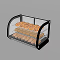 Multi Tiered Bakery Display Case with Donuts Croissants and Sesame Bread