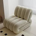 Modern Cream White Single Sofa With Plush Fabric Modular Design In Cozy Living Room