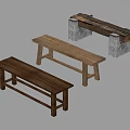 Rustic Wooden Benches With Stone Legs And Simple Designs For Home Decor