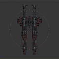 Two Futuristic Cosmic Spaceships With Sci Fi Design And Red Black Details
