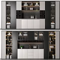 Modern Wine Cabinet With Glass Doors Wine Bottles Glasses And Lighting