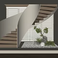 modern curved staircase 3d model